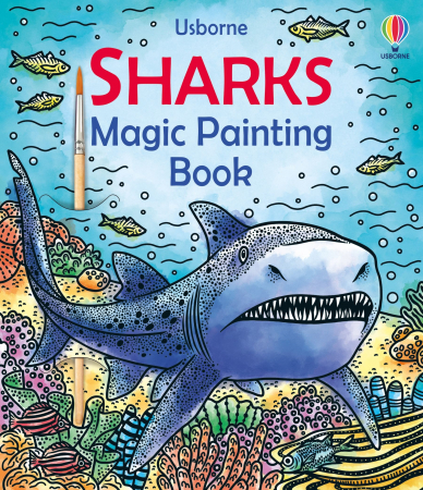 Carti de pictat cu apa (magic painting) - 9781805079385 Usborne Sharks Magic Painting Book