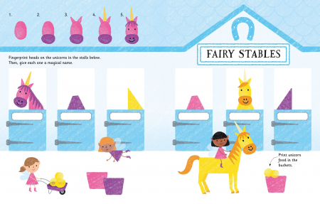 Carte de pictat cu degetele "Fingerprint activities Unicorns and Fairies", Usborne [2]