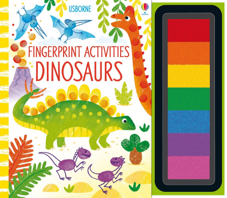 Dinozauri - Carte de pictat cu degetele "Fingerprint activities Dinosaurs", Usborne