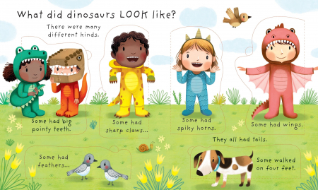 Carte Sunt dinozaurii reali?, cu ferestre, "Very First Questions and Answers Are Dinosaurs Real?", Usborne [2]