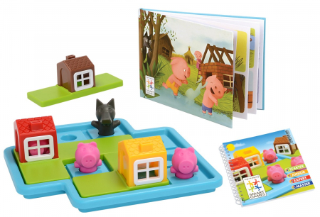 Joc de logica Cei trei purcelusi, Three Little Piggies Deluxe, Smart Games [1]