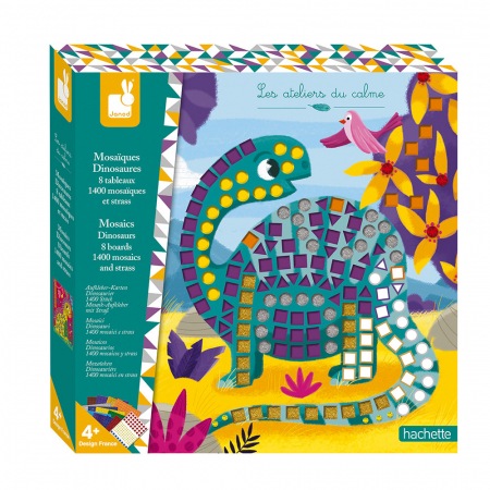 Jocuri - Set creativ dinozauri mozaic, 8 carduri, Janod