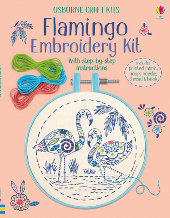 Set de brodat - Kit de brodat Flamingo, "Embroidery kit: Flamingo", Usborne