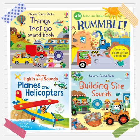 Carti cu sunete sau muzicale - Pachet 4 carti cu sunete utilaje "Ziua Cartii", Usborne