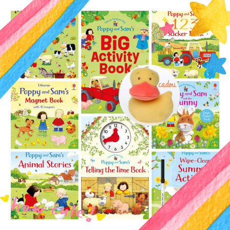 Stickers - Pachet Poppy si Sam + CADOU ratusca galbena "Ziua Cartii", Usborne