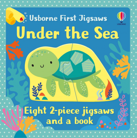 Puzzle - Set de 8 puzzle-uri + carte "First Jigsaws and Book: Under the Sea", 2 piese, Usborne