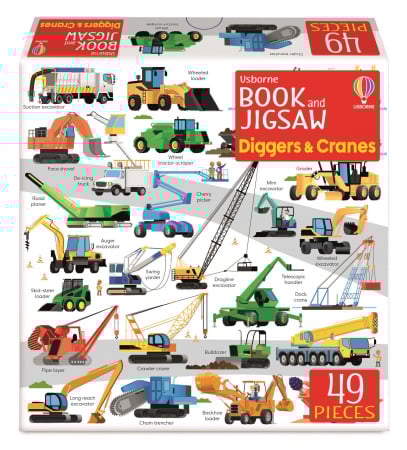 TEME populare - 9781803704821 Usborne Book and Jigsaw Diggers and Cranes
