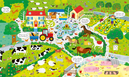 Puzzle + carte Ferma, 100 de piese, "On the farm", Usborne [1]