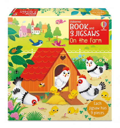 Ferma - 9781474988896 Usborne Book and 3 Jigsaws: On the farm