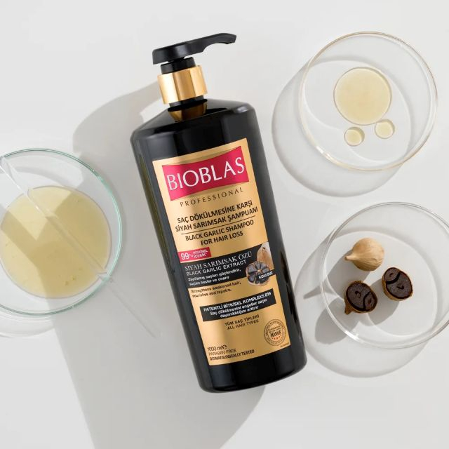 Șampon anticădere cu extract de usturoi negru organic Bioblas 1L [3]