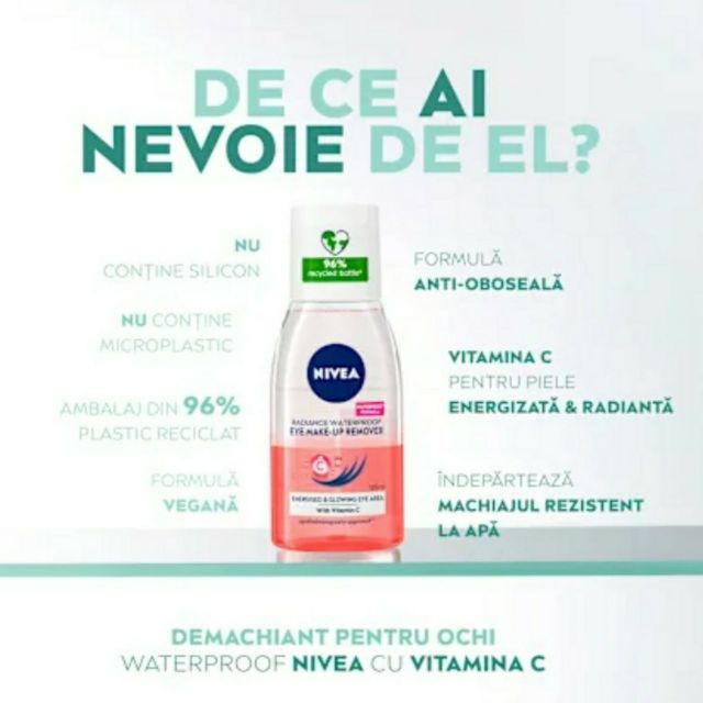 Demachiant ochi bifazic waterproof cu Vit. C NIVEA 125 ml [3]