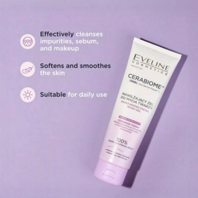 Gel de curățare hidratant Cerabiome Moisturizing Facial Wash Gel Eveline 140 ml [3]