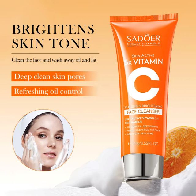 Gel/spumă de curățare facială Skin Active 5X Vitamin C SADOER 100 g [4]