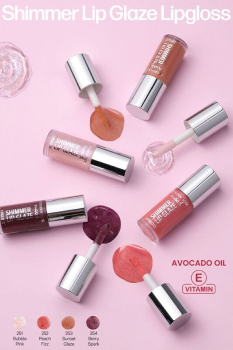 Luciu de buze 251 Bubble Pink Mood Shimmer Lip Glaze Golden Rose 6 ml [3]