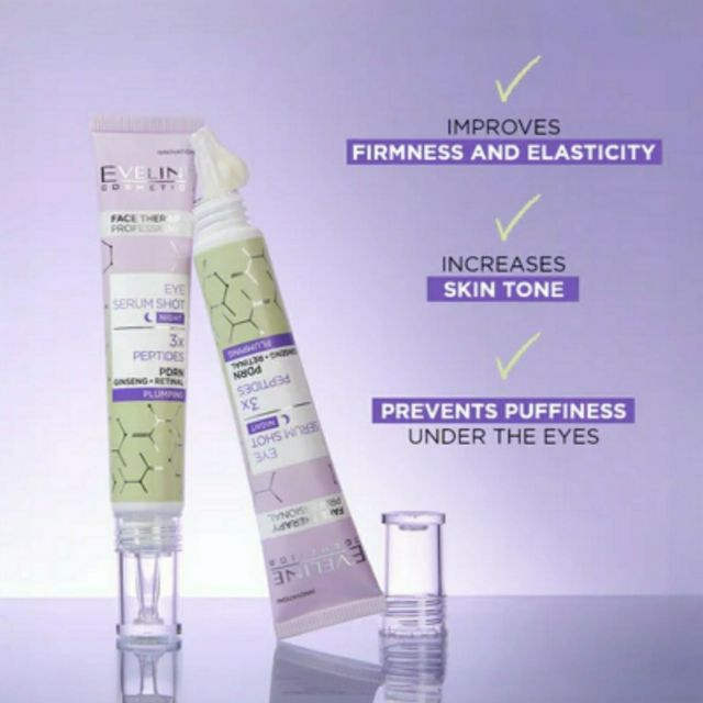 Ser concentrat pentru rejuvenarea nocturnă a zonei delicate din jurul ochilor Face Therapy Professional Eye Serum Shot Eveline 20 ml [3]