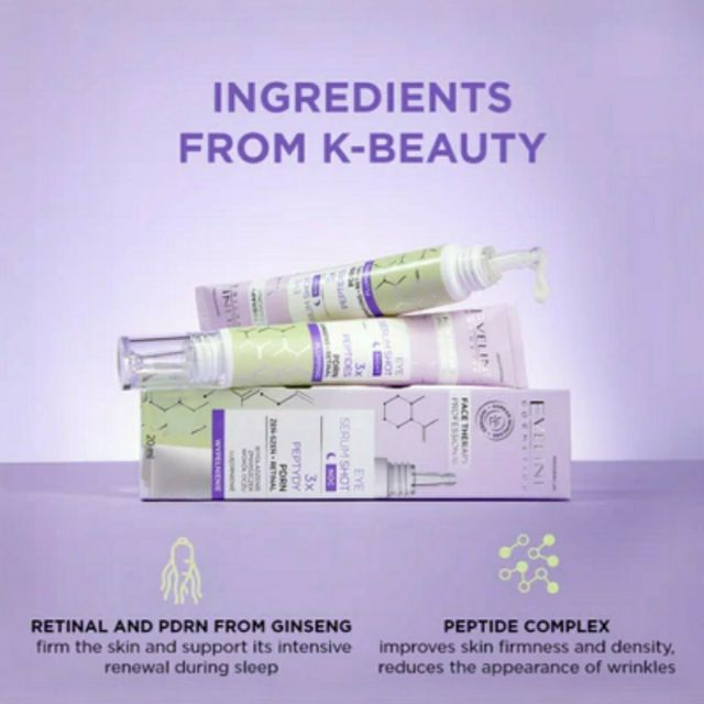 Ser concentrat pentru rejuvenarea nocturnă a zonei delicate din jurul ochilor Face Therapy Professional Eye Serum Shot Eveline 20 ml [5]