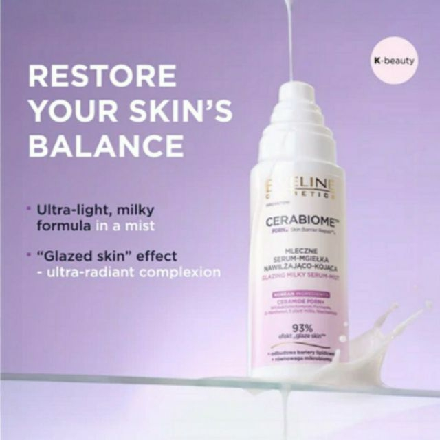 Ser - mist lăptos pentru strălucire, hidratare și calmare Cerabiome Glazing Milky Serum-Mist Eveline 150 ml [2]