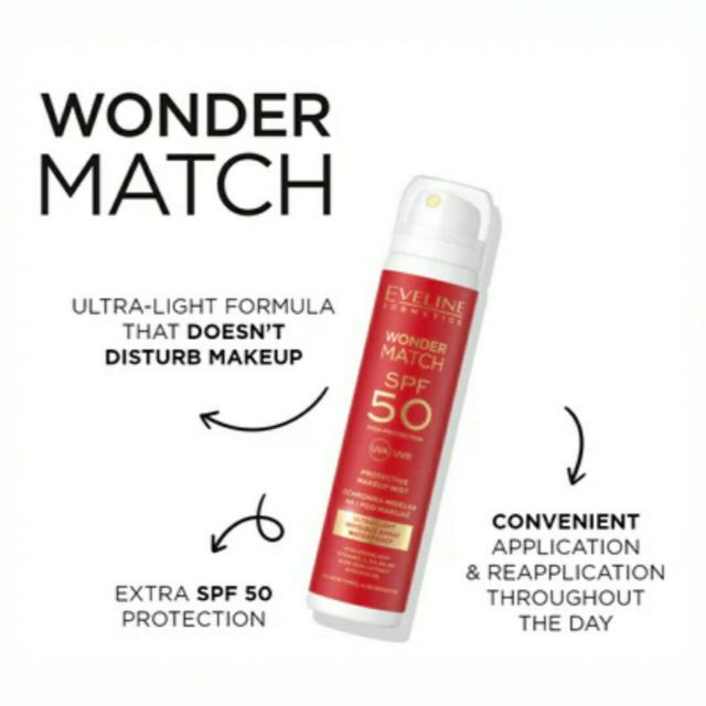 Spray protector ultra-ușor cu SPF 50 pentru față Wonder Match Eveline 75 ml [2]