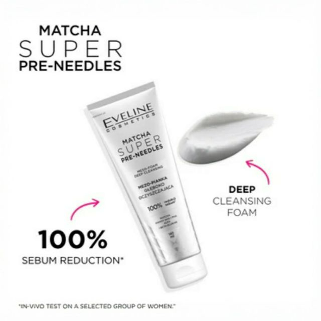 Spumă activă pentru curățarea profundă a feței Matcha Super Pre-Needles Meso-Foam Deep Cleansing Eveline 140 ml [2]