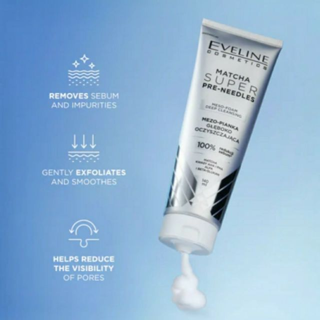 Spumă activă pentru curățarea profundă a feței Matcha Super Pre-Needles Meso-Foam Deep Cleansing Eveline 140 ml [3]
