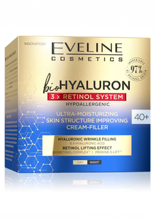 Creme de zi / noapte - Crema Ultra Hidratanta 40+ bioHYALURON 3x RETINOL SYSTEM Eveline