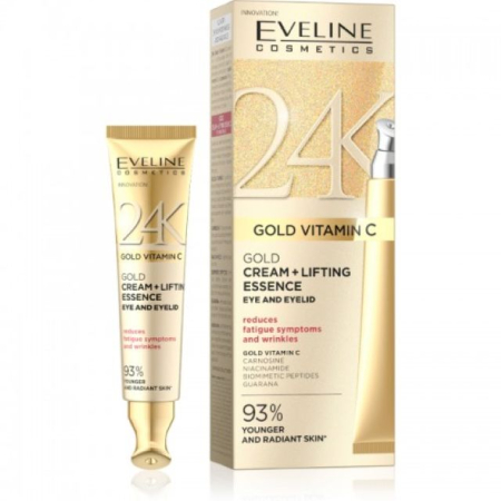 Creme/seruri ochi - Cremă lifting pentru ochi și pleoape 24K Gold Vitamin C Eveline 15 ml