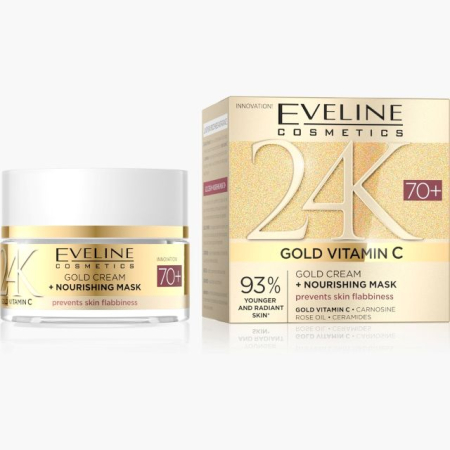 INGRIJIRE TEN - Cremă - Mască hrănitoare 24K Gold Vitamin C 70+ Eveline 50 ml