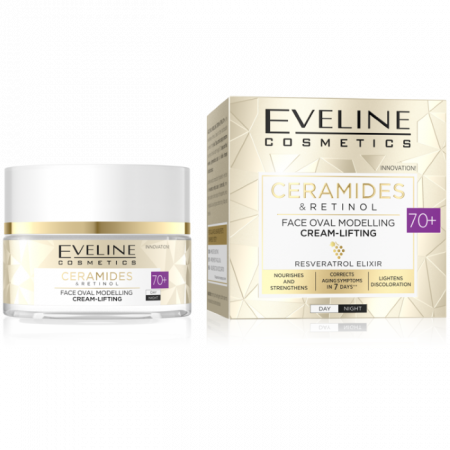 Creme de zi / noapte - Crema Lifting Modelare Ovalul Fetei 70+ Ceramides & Retinol Eveline