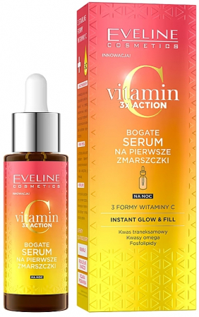 Seruri - Ser de noapte pentru primele riduri Vitamin C 3x Action Eveline