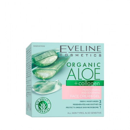 Creme de zi / noapte - Crema Gel Hidratanta si Calmanta Organic Aloe + Collagen Eveline