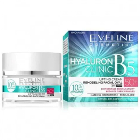 Crema Lifting si Remodelare a Conturului fetei Hyaluron Clinic 50+ Eveline