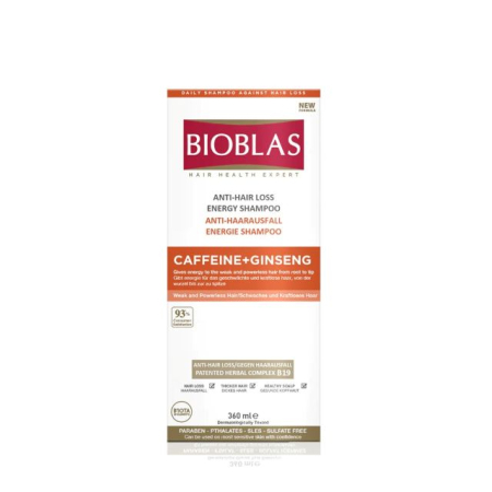 INGRIJIRE PAR - Șampon energizant anticădere Caffeine + Ginseng Bioblas 360 ml