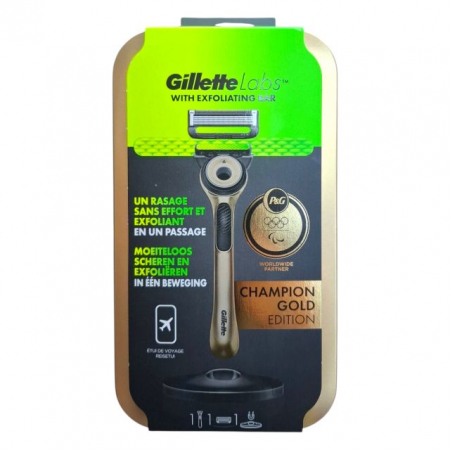 Accesorii depilare - Aparat de ras GilletteLabs cu bară exfoliantă Champion Gold Edition