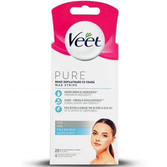 Produse Pentru Epilare - Benzi depilatoare cu ceara pentru fata,piele sensibila, Veet