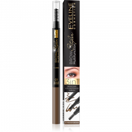 Creion sprancene - BROW STYLER 3IN1 MULTIFUNCTION 01 Eveline