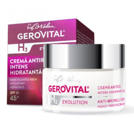 Creme de zi / noapte - Cremă Antirid Intens Hidratantă 45+ SPF 10 Gerovital H3 Evolution
