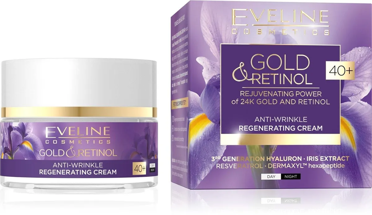 Creme de zi / noapte - Crema antirid regeneranta 40+ Zi/Noapte, Gold & Retinol Eveline