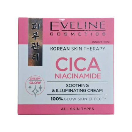 Creme de zi / noapte - Cremă calmantă și iluminatoare Korean Skin Therapy Cica Niacinamide Eveline 50 ml