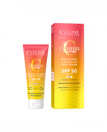 Creme de zi / noapte - Crema de fata Hidratanta si Protectoare SPF 50 Vitamin C 3x Action Eveline