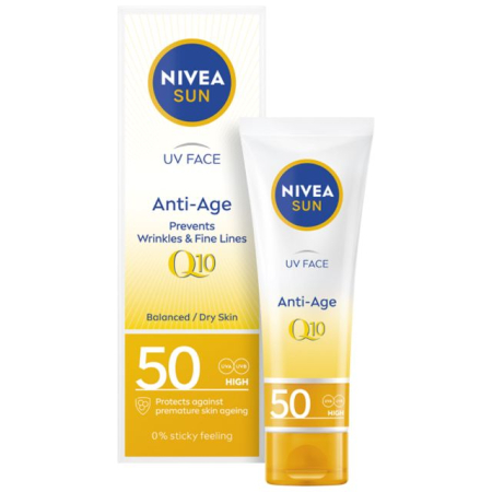 Creme de zi / noapte - Cremă de față SPF 50 Anti-Age Q10 NIVEA SUN UV Face 50 ml