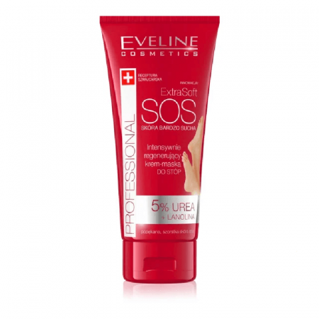 Produse pentru picioare - Crema -masca regeneranta pentru picioare ExtraSoft SOS 5% Uree si Lanolina Eveline