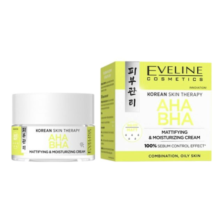 Creme de zi / noapte - Cremă matifiantă Korean Skin Therapy AHA BHA Mattifying & Moisturizing Cream Eveline 50 ml