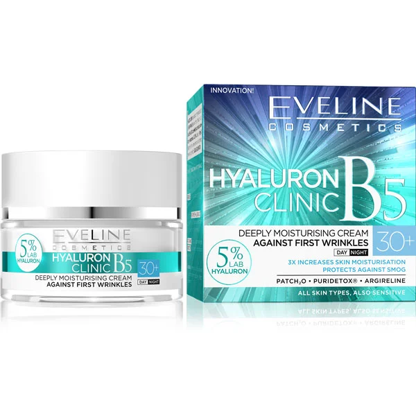 Crema profund hidratantă-Primele riduri Hyaluron Clinic B5 30+ Eveline