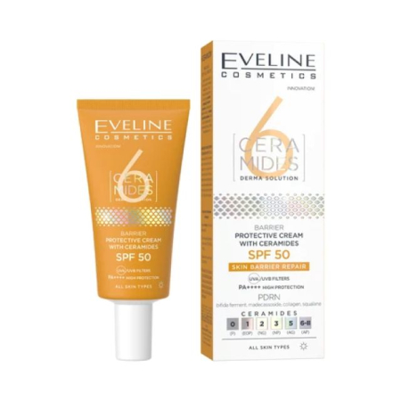 Creme de zi / noapte - Cremă protectoare cu ceramide Derma Solution Barrier Protective Cream SPF 50 Eveline 30 ml