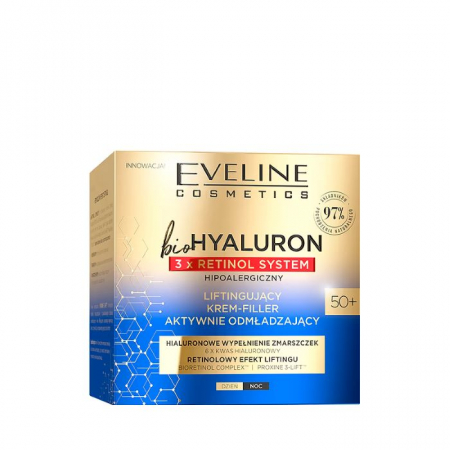 Creme de zi / noapte - Crema Activa Lifting si Intinerire 50+ bioHYALURON 3x RETINOL SYSTEM Eveline