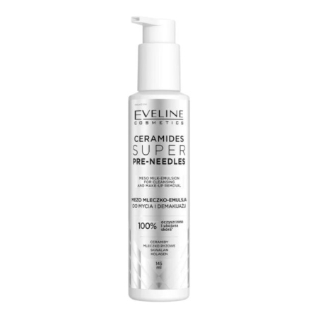 Lapte demachiant - Emulsie cremoasă pentru curățare și demachiere Ceramides Super Pre-Needles Meso Milk-Emulsion Eveline 145 ml