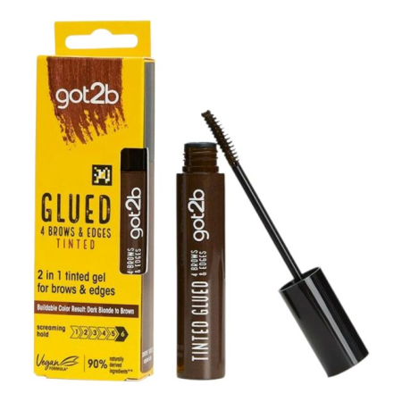 Vopsea sprancene - Gel colorat 2-1 pentru stilizarea și fixarea sprâncenelor Dark Blonde to Brown Got2b Glued 4 Brows & Edges Tinted 16 ml