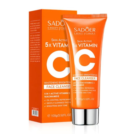 Spuma demachianta - Gel/spumă de curățare facială Skin Active 5X Vitamin C SADOER 100 g