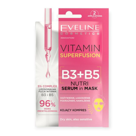 Masti - Mască facială ser hrănitoare Vitamin Superfusion B3+B5 Eveline 2 x 5 ml