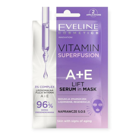 Masti - Mască facială ser lifting Vitamin Superfusion A+E Eveline 2 x 5 ml
